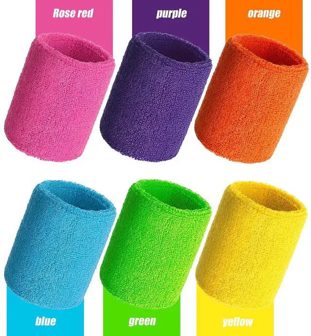 Alt view image 7 of 7 - Sweatband for Sports Running,3.15" | 12 Pcs Wrist Sweat Bands for Sports Basketball Gym, 3.15 Inch Absorbent Terry Cloth Athletic Wristbands Men Women