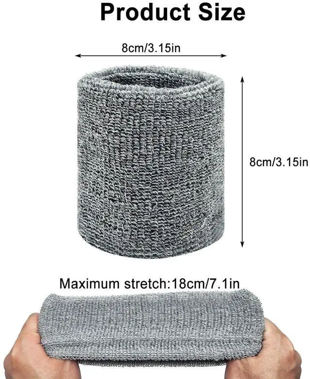 Alt view image 2 of 7 - 6Pcs Sports Wrist Sweat Bands for Men & Women,3.15/8cm, Absorbent Wristbands Sweatbands Tennis Wrist Bands, Elastic Wrist Bands Sweat Band for Basketball Football Gym Running Working Out, 3 Colors