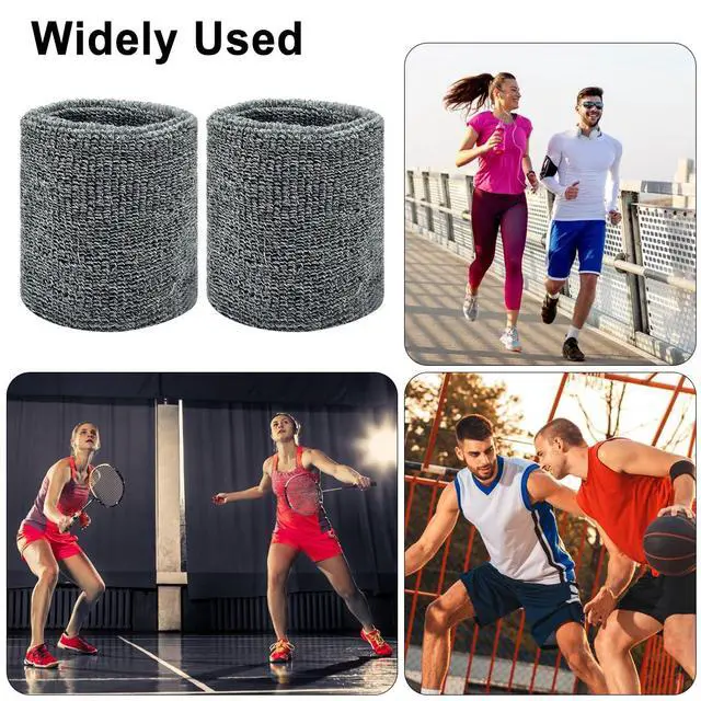 Alt view image 4 of 7 - 6Pcs Sports Wrist Sweat Bands for Men & Women,3.15/8cm, Absorbent Wristbands Sweatbands Tennis Wrist Bands, Elastic Wrist Bands Sweat Band for Basketball Football Gym Running Working Out, 3 Colors