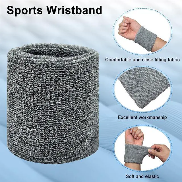 Alt view image 3 of 7 - 6Pcs Sports Wrist Sweat Bands for Men & Women,3.15/8cm, Absorbent Wristbands Sweatbands Tennis Wrist Bands, Elastic Wrist Bands Sweat Band for Basketball Football Gym Running Working Out, 3 Colors