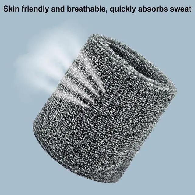 Alt view image 7 of 7 - 6Pcs Sports Wrist Sweat Bands for Men & Women,3.15/8cm, Absorbent Wristbands Sweatbands Tennis Wrist Bands, Elastic Wrist Bands Sweat Band for Basketball Football Gym Running Working Out, 3 Colors