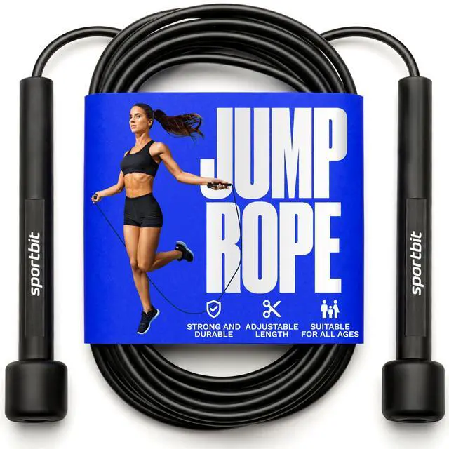 Main image of Adjustable Jump Rope for Fitness and Exercise, Black | Skipping Rope for Cardio, Boxing, and Weight Loss Speed Rope perfect for Men & Women