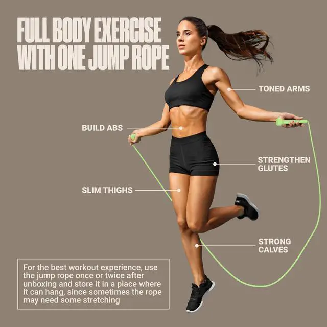 Alt view image 7 of 7 - Adjustable Jump Rope for Fitness and Exercise, Green | Skipping Rope for Cardio, Boxing, and Weight Loss Speed Rope perfect for Men & Women