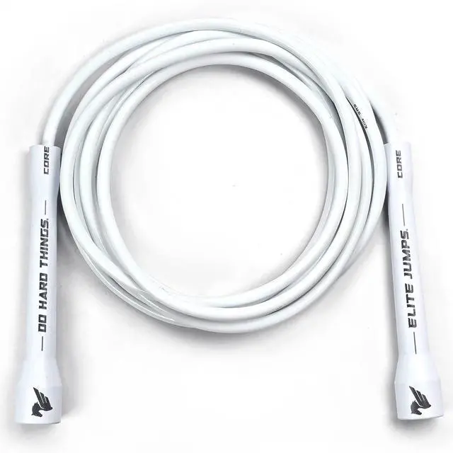 Main image of Jumps 6mm PVC Jump Rope, Adjustable Skipping Rope - White Handles - 5" Handle | Kink Free PVC Cord Unbreakable handles. Smooth running. For cardio and boxing.