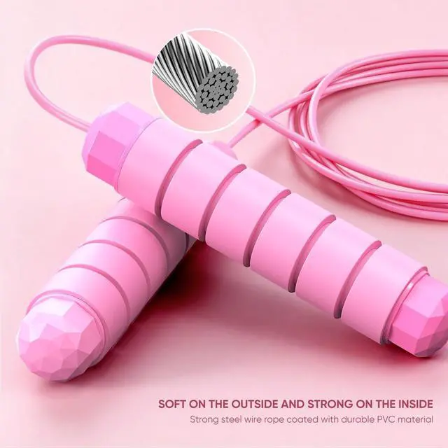 Alt view image 2 of 7 - Jump Rope, Tangle-Free Rapid Speed Jumping Rope Cable with Ball Bearings for Women, Men, and Kids, Adjustable Steel Jump Rope with Foam Handles for Home Gym Exercise Fitness Workout Equipment