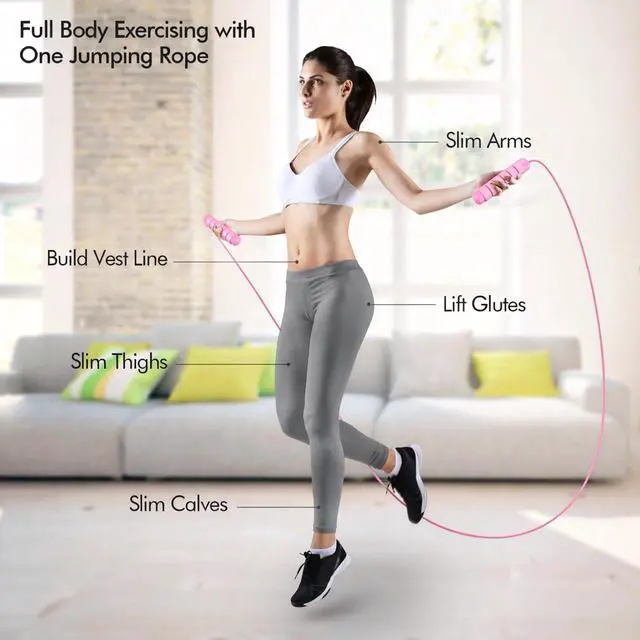 Alt view image 5 of 7 - Jump Rope, Tangle-Free Rapid Speed Jumping Rope Cable with Ball Bearings for Women, Men, and Kids, Adjustable Steel Jump Rope with Foam Handles for Home Gym Exercise Fitness Workout Equipment