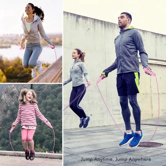 Alt view image 6 of 7 - Jump Rope, Tangle-Free Rapid Speed Jumping Rope Cable with Ball Bearings for Women, Men, and Kids, Adjustable Steel Jump Rope with Foam Handles for Home Gym Exercise Fitness Workout Equipment