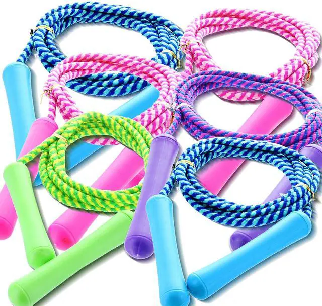 Main image of Adjustable Size Colorful Jump Rope for Kids and Teens - Outdoor Indoor Fun Games Skipping Rope Exercise Fitness Activity and Party Favor - Assorted Colors Pack of (6)