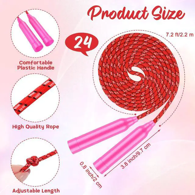 Alt view image 2 of 7 - 24 Pieces Colorful Jump Rope Bulk Exercise Equipment 7.2 Feet Nylon Jump Rope Colored Rope for Outdoor Fun Exercise Fitness Activity Party Favors