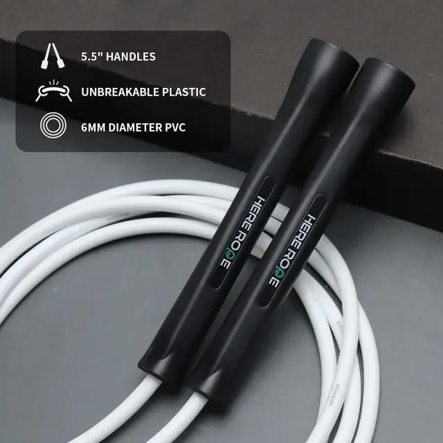 Alt view image 2 of 5 - Hererope 6MM PVC Jump Rope for Men & Women Fitness, Speed, Tricks, Cardio Training, Boxing Jump Rope with Unbreakable Handles and Non-Kinking Skipping Rope, Adjustable Jumprope for Indoor Outdoor
