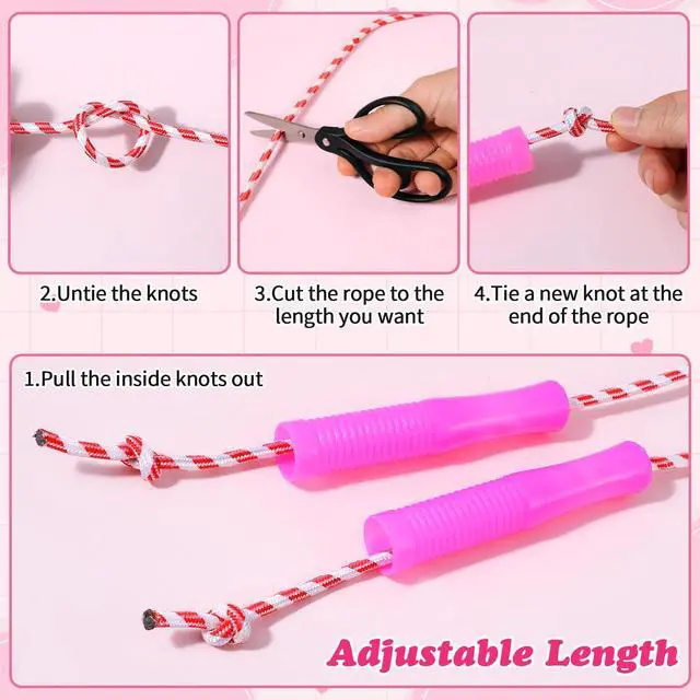 Main image of 40 Pack Colorful Kids Jump Rope Set, 7.6ft Colorful Jump Rope for Kid Bulk Adjustable Length Stripe Skipping Ropes with Plastic Handles for Outdoor Exercise Sport Party Equipment