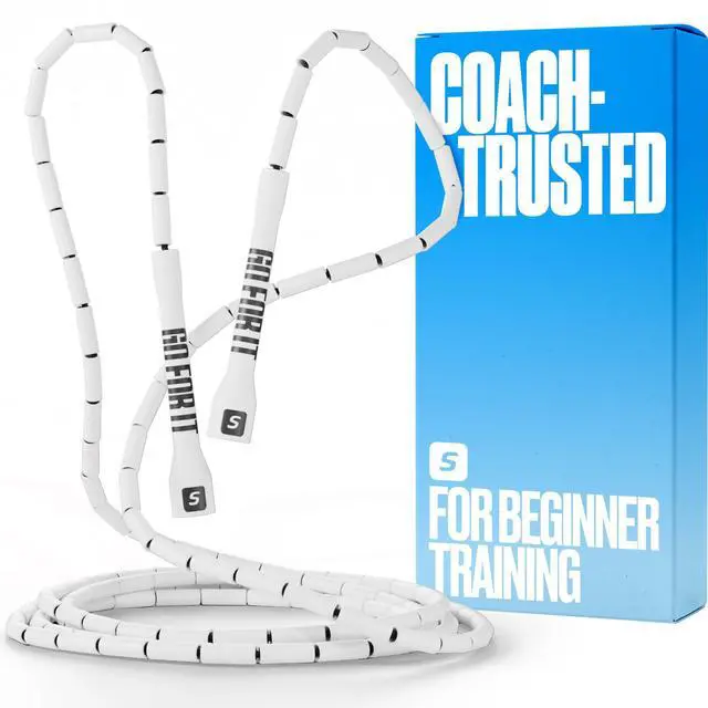 Main image of Custom-Fit Beaded Jump Rope Adjustable Length for Kids & Adults, Men & Women Durable Fitness Rope for Gym & Home