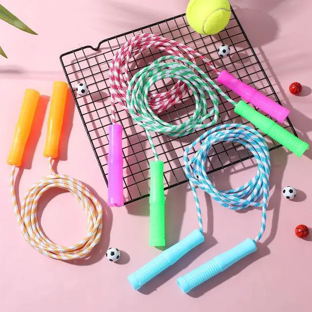 Alt view image 3 of 3 - 40 Pack Colorful Kids Jump Rope Set, 7.6ft Colorful Jump Rope for Kid Bulk Adjustable Length Stripe Skipping Ropes with Plastic Handles for Outdoor Exercise Sport Party Equipment