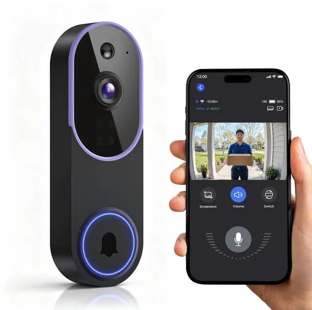 Main image of Wireless Video Doorbell Camera, AI Human Detection, Two-Way Audio, Night Vision, App Control, Wide-Angle Lens, Cloud Storage, 2.4GHz WiFi, 1080P HD Security Camera
