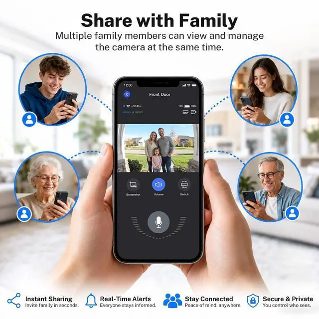 Alt view image 4 of 7 - Wireless Video Doorbell Camera, AI Human Detection, Two-Way Audio, Night Vision, App Control, Wide-Angle Lens, Cloud Storage, 2.4GHz WiFi, 1080P HD Security Camera