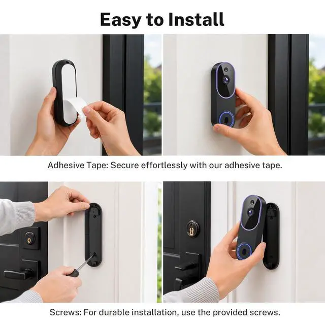 Alt view image 6 of 7 - Wireless Video Doorbell Camera, AI Human Detection, Two-Way Audio, Night Vision, App Control, Wide-Angle Lens, Cloud Storage, 2.4GHz WiFi, 1080P HD Security Camera