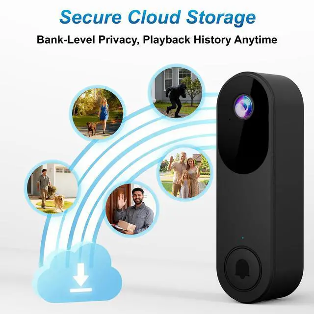 Alt view image 4 of 4 - Wireless Doorbell Camera, Smart Door Camera Wireless with Live View Video, Night Vision, Two-Way Audio, Battery Powered, 2.4GHz WiFi Only