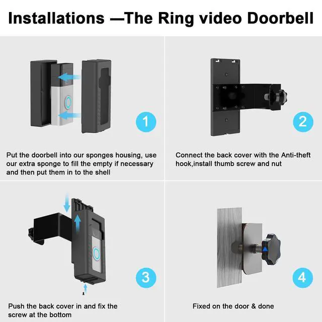 Alt view image 6 of 6 - Anti-Theft No-Drill Mount for Ring Video Doorbell 4/3 Plus/3/2/1 (2020) | No-drill anti-theft mount for Ring Video Doorbell 4/3 Plus/3/2/1 (2020); sensor access, not for Battery Doorbell 2026.