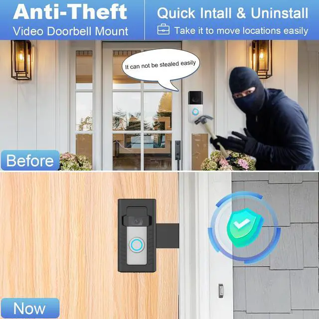 Alt view image 5 of 6 - Anti-Theft No-Drill Mount for Ring Video Doorbell 4/3 Plus/3/2/1 (2020) | No-drill anti-theft mount for Ring Video Doorbell 4/3 Plus/3/2/1 (2020); sensor access, not for Battery Doorbell 2026.