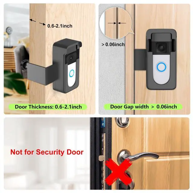 Alt view image 3 of 7 - Anti-Theft Doorbell Camera Mount Compatible with Ring Battery Doorbell 2nd Gen (2020/2024 Release), 1/2/3 Plus/3/4/Battery Doorbell Plus/Pro, No Drill Camera Door Mount Holder for Houses, Rentals