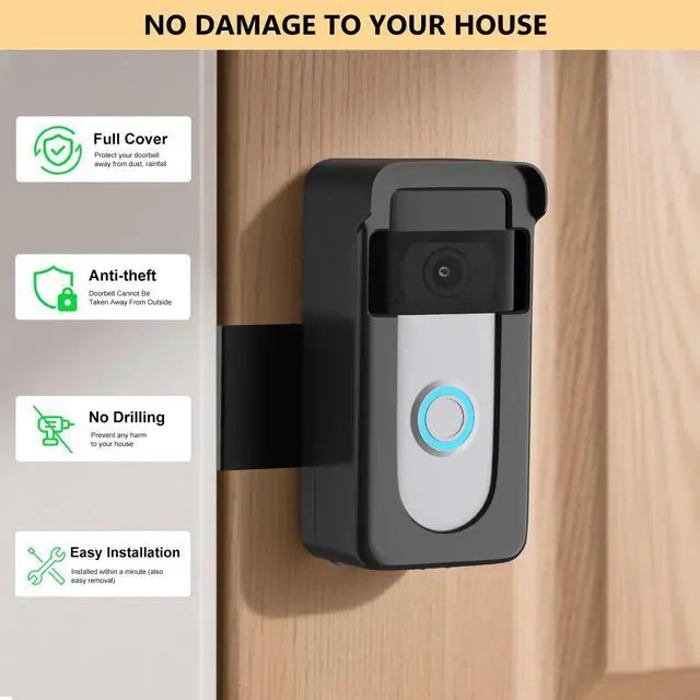 Alt view image 6 of 7 - Anti-Theft Doorbell Camera Mount Compatible with Ring Battery Doorbell 2nd Gen (2020/2024 Release), 1/2/3 Plus/3/4/Battery Doorbell Plus/Pro, No Drill Camera Door Mount Holder for Houses, Rentals