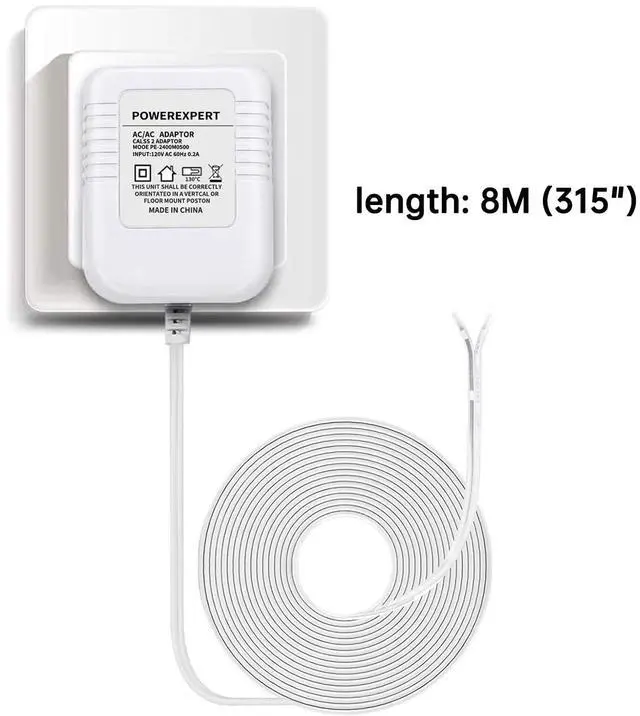 Alt view image 7 of 7 - 24V Transformer C Wire Adapter for All Versions of Ring Doorbell, Eufy E340, Wyze Video Doorbells, and Compatible with Thermostat Nest 1st/2nd, Ecobee, Honeywell, Sensi Power Supply 8M(315 inch)