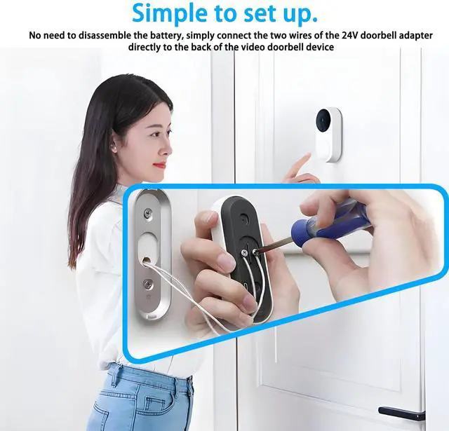 Alt view image 6 of 7 - 24V Transformer C Wire Adapter for All Versions of Ring Doorbell, Eufy E340, Wyze Video Doorbells, and Compatible with Thermostat Nest 1st/2nd, Ecobee, Honeywell, Sensi Power Supply 8M(315 inch)