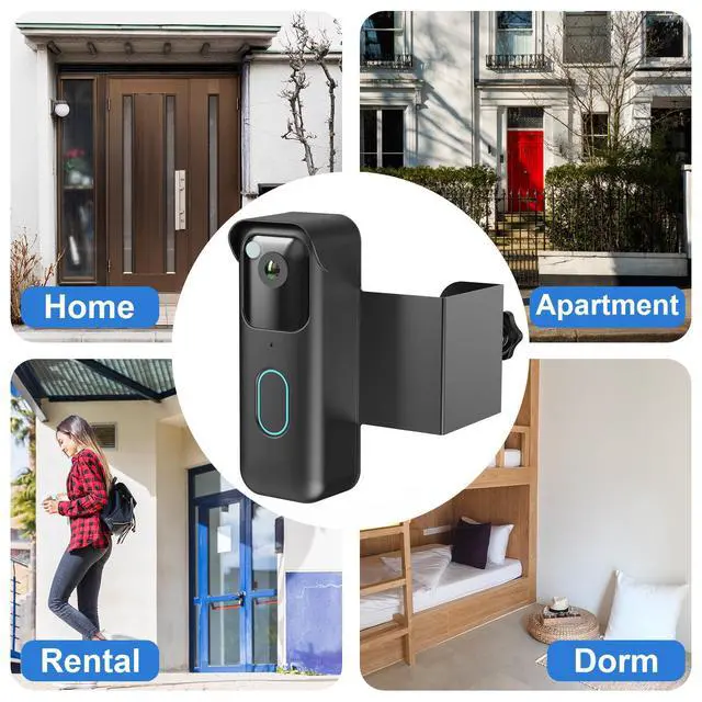 Alt view image 6 of 6 - Anti-Theft Doorbell Mount for Blink Video Doorbell (2nd Gen), Drill-Free Door Mount with Rain Cover Doorbell Bracket Holder Not Block Doorbell Sensor Easy to Install for Business, Dorm, Rentals
