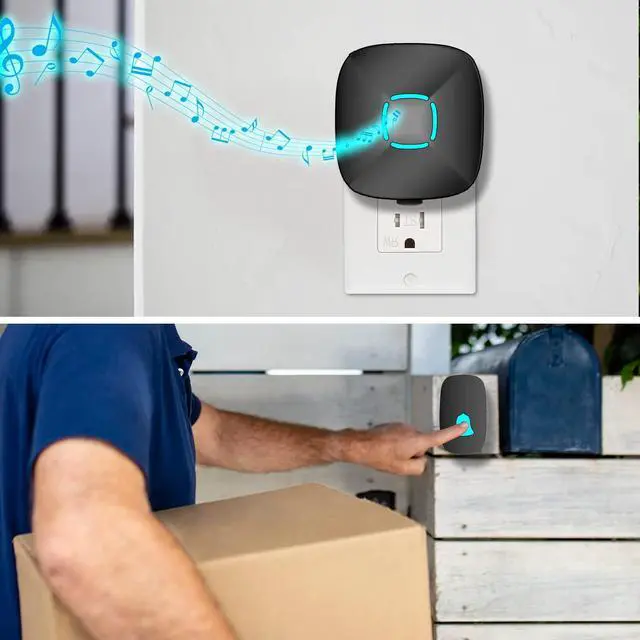Alt view image 2 of 7 - Wireless Doorbell, Waterproof Chime Kit with 36 Chimes, LED Flash, 1000ft | Adjustable Volume Control, Easy Installation, No Wiring Required, Memory Function, Multiple Sound Options, Home & Office Use