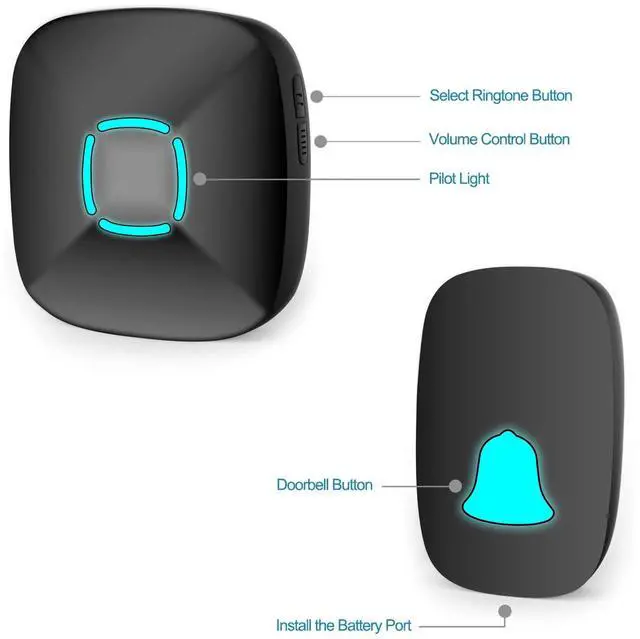 Alt view image 4 of 7 - Wireless Doorbell, Waterproof Chime Kit with 36 Chimes, LED Flash, 1000ft | Adjustable Volume Control, Easy Installation, No Wiring Required, Memory Function, Multiple Sound Options, Home & Office Use