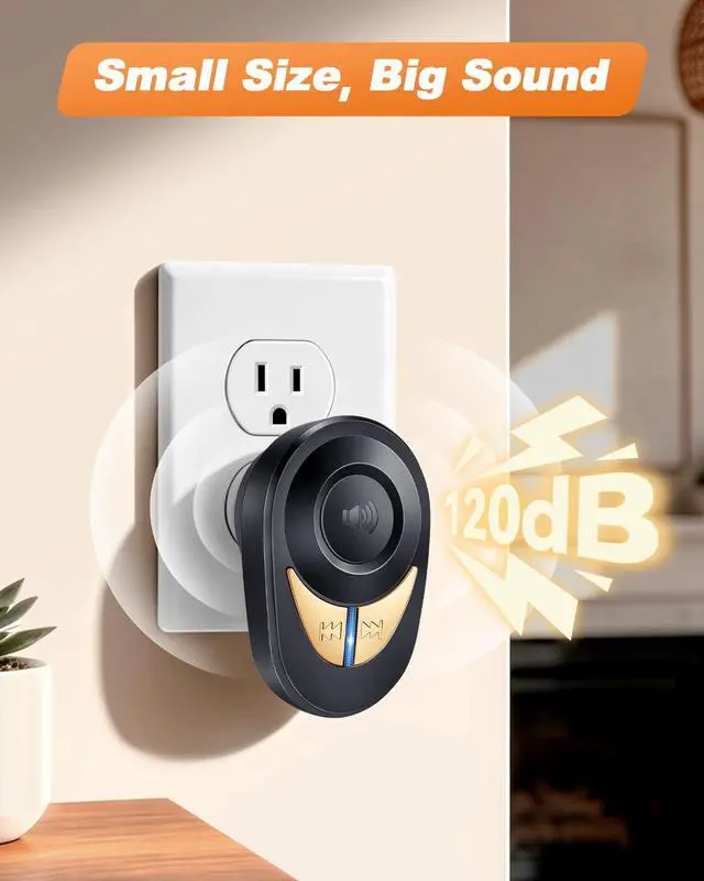 Alt view image 6 of 7 - Wireless Doorbell, 1300FT Long Range, 48 Chimes & 5 Volume Levels, IP66 Waterproof Button, Plug-in Receiver with Metal Horn, Easy DIY for Home Apartment Classroom Garage (Black)