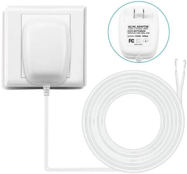 Main image of 24 Volt Transformer, C Wire Adapter, Competible with All Versions of Ring Doorbell and Thermostat for Ecobee,Sensi and Honeywell (with 196in Cable)