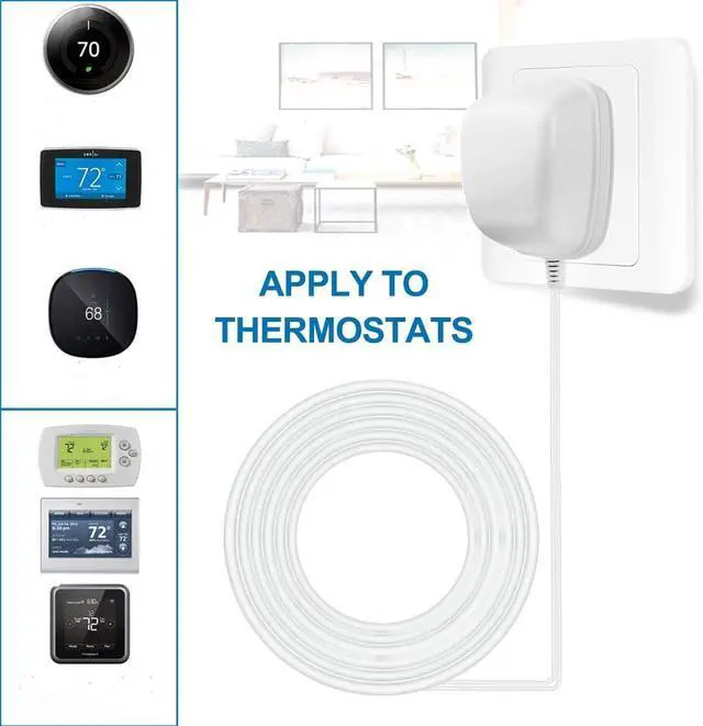 Alt view image 2 of 7 - 24 Volt Transformer, C Wire Adapter, Competible with All Versions of Ring Doorbell and Thermostat for Ecobee,Sensi and Honeywell (with 196in Cable)