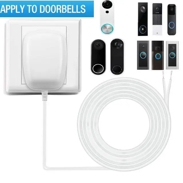 Alt view image 3 of 7 - 24 Volt Transformer, C Wire Adapter, Competible with All Versions of Ring Doorbell and Thermostat for Ecobee,Sensi and Honeywell (with 196in Cable)