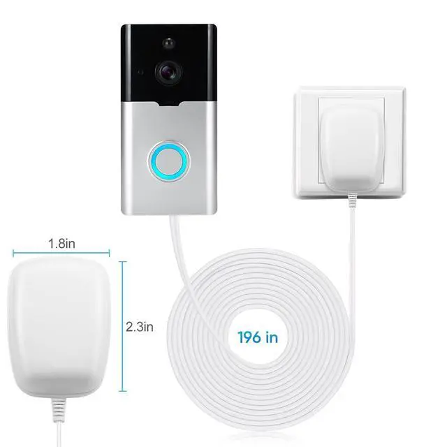 Alt view image 5 of 7 - 24 Volt Transformer, C Wire Adapter, Competible with All Versions of Ring Doorbell and Thermostat for Ecobee,Sensi and Honeywell (with 196in Cable)