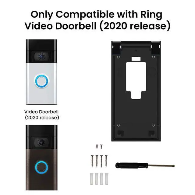 Alt view image 4 of 4 - No-Drill Mount Compatible for Ring Video Doorbell (2nd Generation - 2020 Release) Black