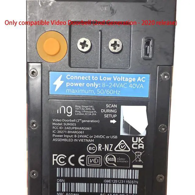 Alt view image 2 of 4 - No-Drill Mount Compatible for Ring Video Doorbell (2nd Generation - 2020 Release) Black