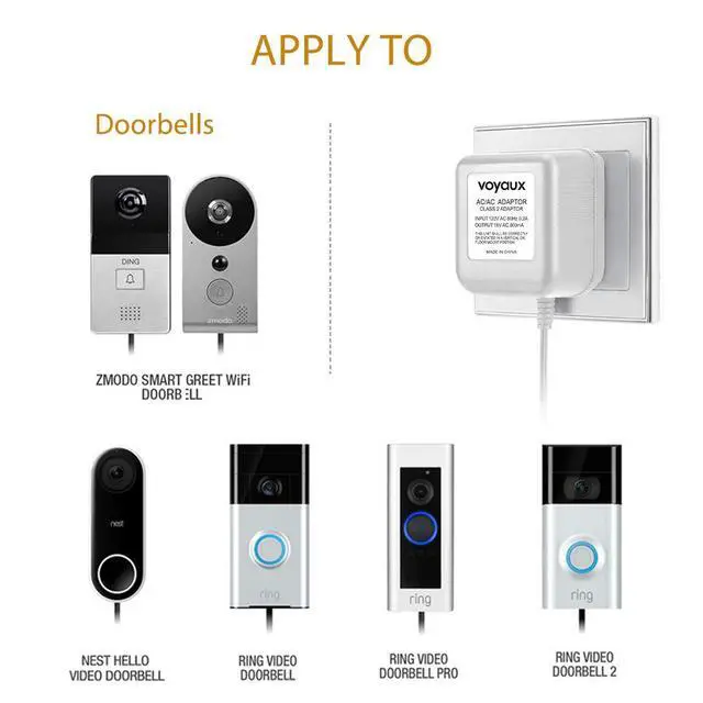 Alt view image 3 of 7 - Doorbell Transformer, 18V / 800mA Power Adapter for Ring Video Doorbell, Ring Video Doorbell Pro and Ring Video Doorbell 2, Transformer Compatible with Nest Hello Doorbell and Zmodo Smart Doorbell