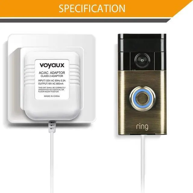 Alt view image 6 of 7 - Doorbell Transformer, 18V / 800mA Power Adapter for Ring Video Doorbell, Ring Video Doorbell Pro and Ring Video Doorbell 2, Transformer Compatible with Nest Hello Doorbell and Zmodo Smart Doorbell