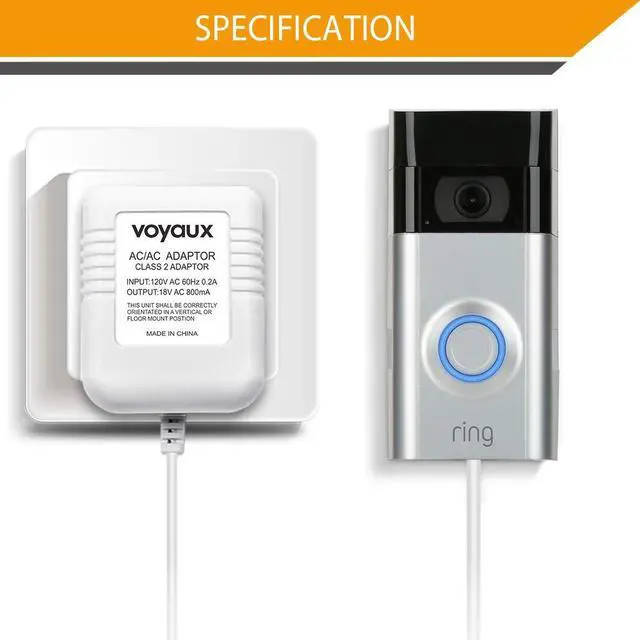 Alt view image 7 of 7 - Doorbell Transformer, 18V / 800mA Power Adapter for Ring Video Doorbell, Ring Video Doorbell Pro and Ring Video Doorbell 2, Transformer Compatible with Nest Hello Doorbell and Zmodo Smart Doorbell