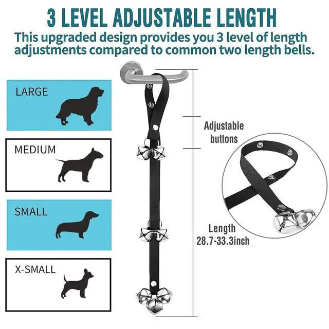 Alt view image 5 of 5 - 2 Pack Dog Doorbells Premium Quality Training Potty Great Dog Bells Adjustable Door Bell Dog Bells for Potty Training Your Puppy The Easy Way - 7 Extra Large Loud 1.4 DoorBells