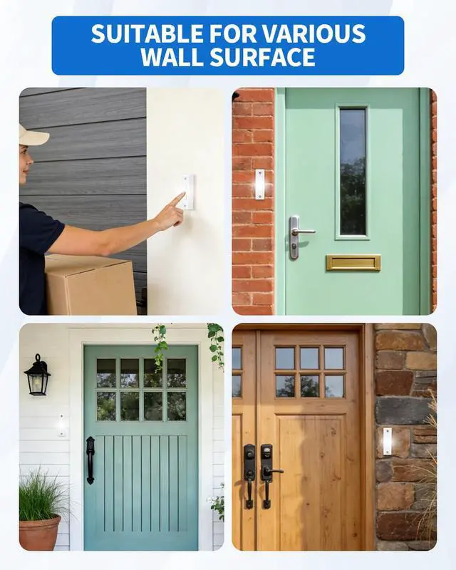 Alt view image 7 of 7 - Lighted Doorbell Button, Wired Door Bell Push Button Replacement Door Bell Push Buttons LED Door Chime Wall Mounted Doorbell Switch Garage Doorbell Button (White Light)