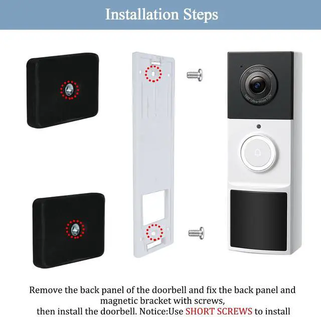 Alt view image 6 of 7 - Magnetic Doorbell Mount Compatible with Ring BatteryDoorbell/Plus/Pro, 202 2 Pack strong magnetic bracket , no drill magnet doorbell holder for apartment house office, for iron doors or metal surfaces