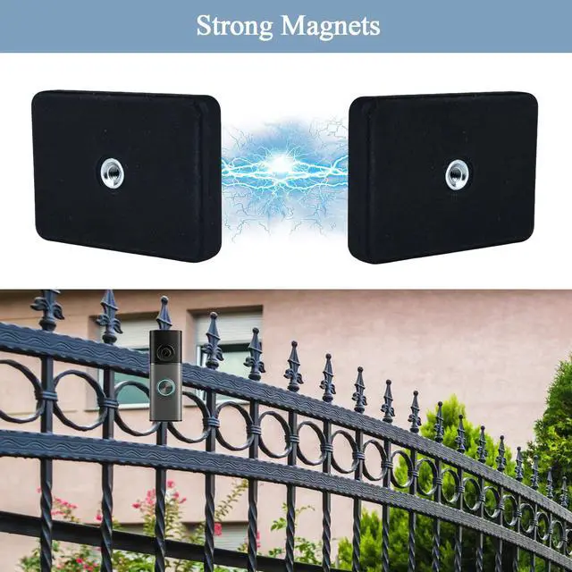 Alt view image 7 of 7 - Magnetic Doorbell Mount Compatible with Ring BatteryDoorbell/Plus/Pro, 202 2 Pack strong magnetic bracket , no drill magnet doorbell holder for apartment house office, for iron doors or metal surfaces