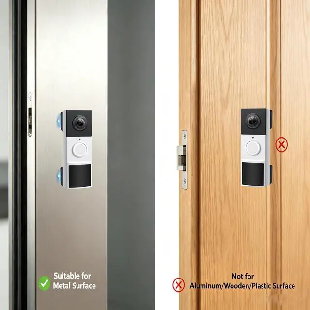 Alt view image 4 of 7 - Magnetic Doorbell Mount Compatible with Ring BatteryDoorbell/Plus/Pro, 202 2 Pack strong magnetic bracket , no drill magnet doorbell holder for apartment house office, for iron doors or metal surfaces