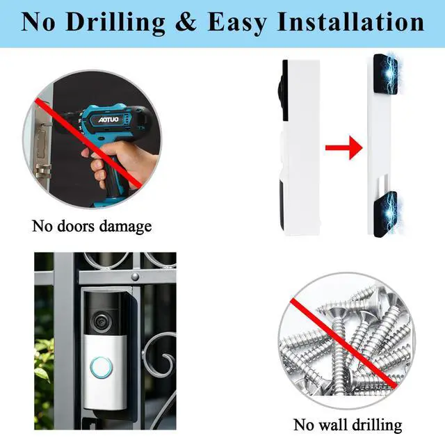 Alt view image 5 of 7 - Doorbell Magnetic Mount Compatible with Ring Battery Doorbell,Tapo D210/225 | Magnetic Doorbell Bracket for Ring Battery Doorbell Plus/Pro 2026,No Drill No Wall Damage,Fits Iron Doors & Metal Surfaces