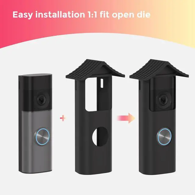 Alt view image 4 of 7 - Silicone Case for Ring Battery Doorbell/Plus/Pro (2026 Release), Black | Weatherproof Ring Doorbell Cover with Sun Glare Visor, UV & Heat Resistant Accessories