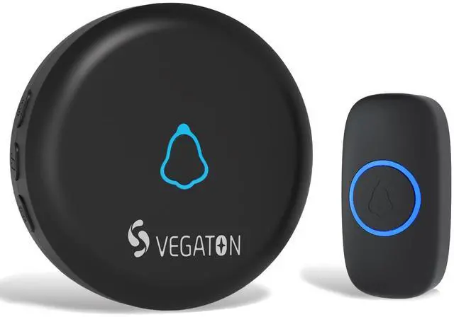 Main image of Wireless Doorbell kits with IP55 Waterproof Level, 500ft Range, 5 Volume Levels with 32 Doorbell Chimes Color LED Flash, Black