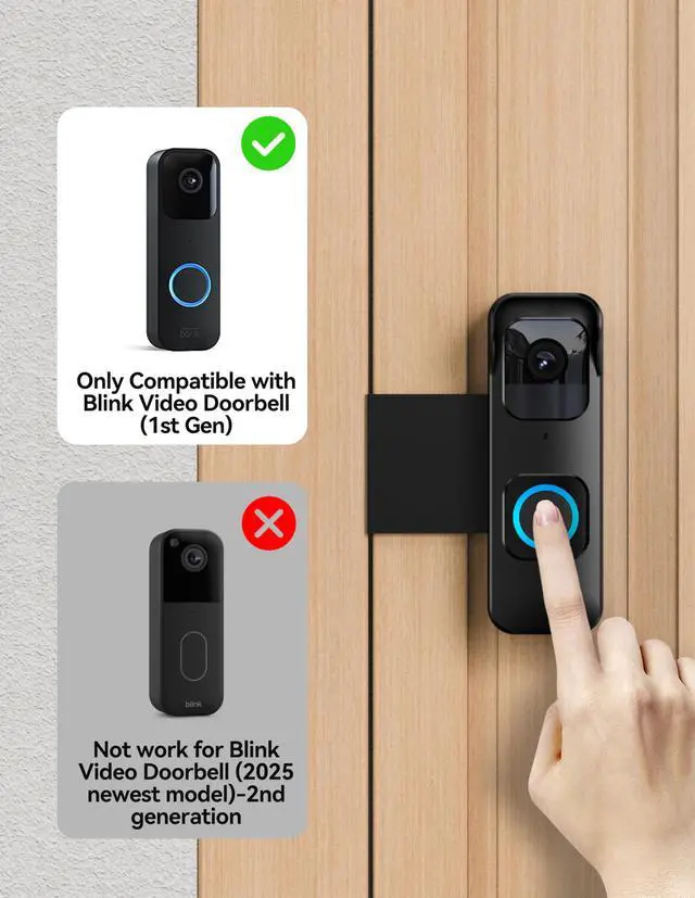 Alt view image 2 of 7 - Anti-Theft Blink 1st Gen Doorbell Mount Bracket Wide-Angle(Not for 2025 Newest 2nd Gen Models), Weatherproof with Rain Cover, Renter Friendly,No-Drill Install for Home/Apartment Door, Black