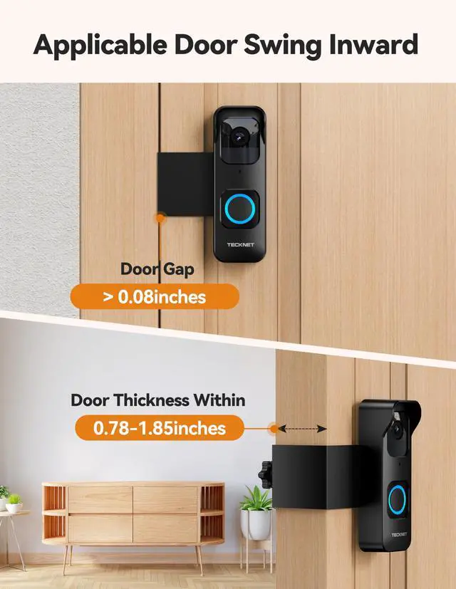 Alt view image 3 of 7 - Anti-Theft Blink 1st Gen Doorbell Mount Bracket Wide-Angle(Not for 2025 Newest 2nd Gen Models), Weatherproof with Rain Cover, Renter Friendly,No-Drill Install for Home/Apartment Door, Black